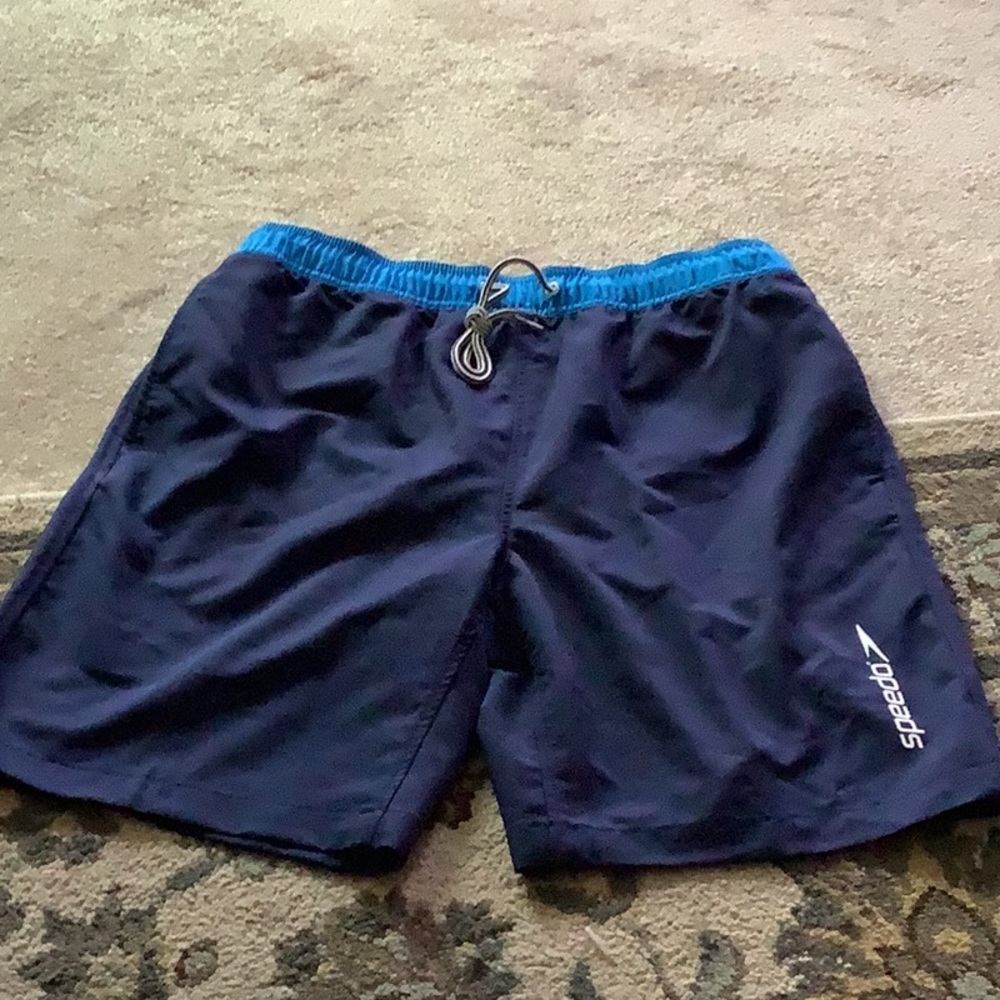 Speedo swim trunk royal blue and navy blue zipper pocket like new (L) 🏝️🏝️